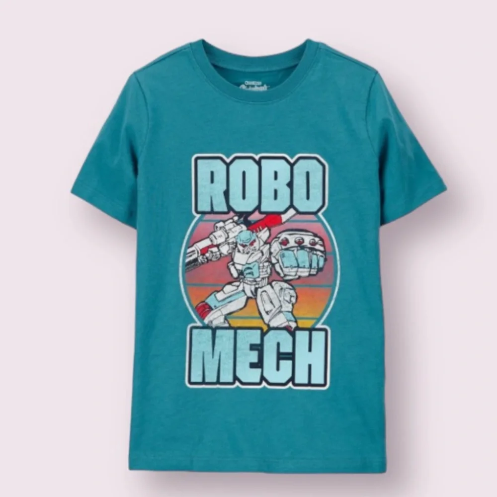 OshKosh Boys Blue Teal Originals Graphic Robo Mech Tee Shirt